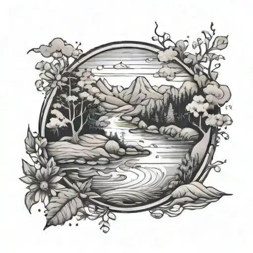 River Flowing With Nature Around It