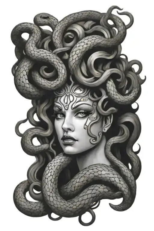 Medusa With Snakes Wrapping