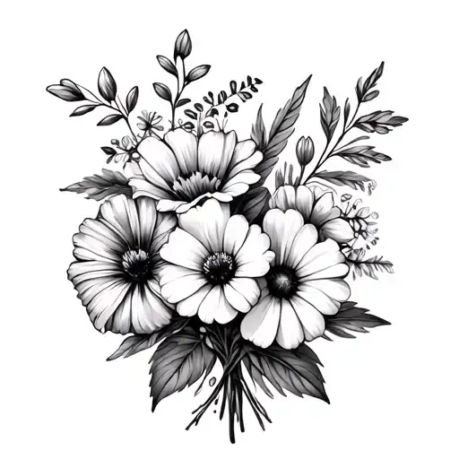 Birth Flowers Of March January And November In A Bouquet