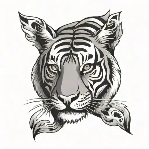 American Traditional Tiger Head Cut Off At Throat