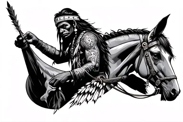 Native Cherokee Warrior On Horse Bones Showing Middle Finger