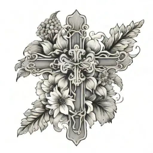Cross With May Birth Flower Around It
