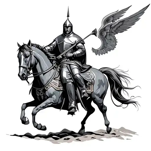 Crusader Riding A Horse