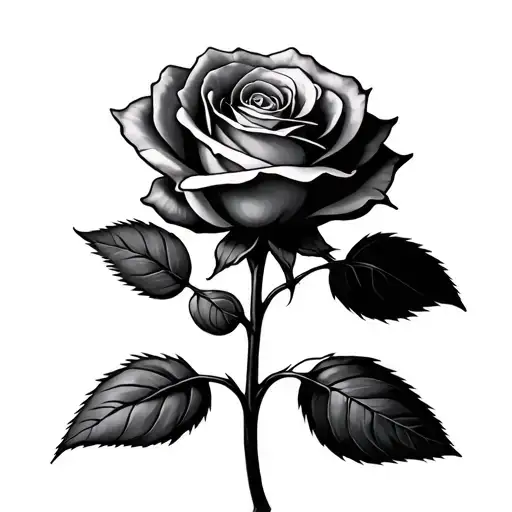 Rose With 2 Buttons And On The Rod Marked Love