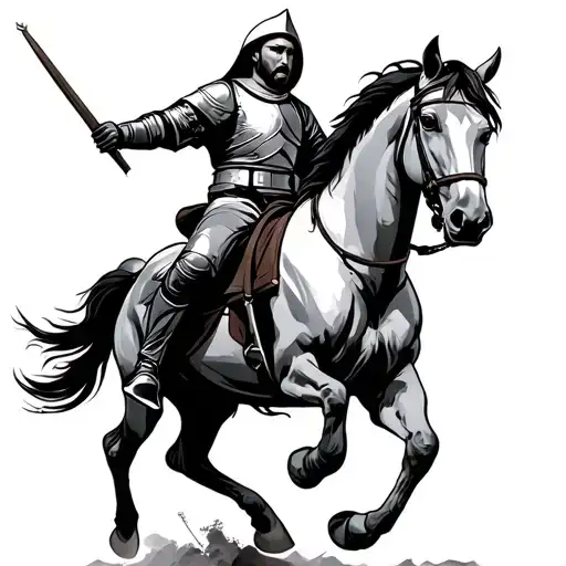 Crusader Riding A Horse