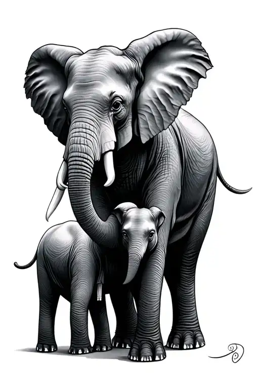 Original Mother And Son Elephant