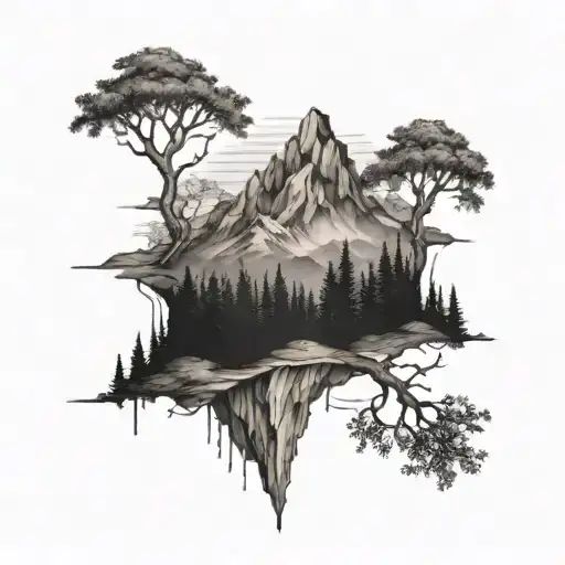 A Huge Mountain With Trees Growing On It