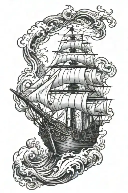 God Zeues Striking On A Pirate Ship With Lightning