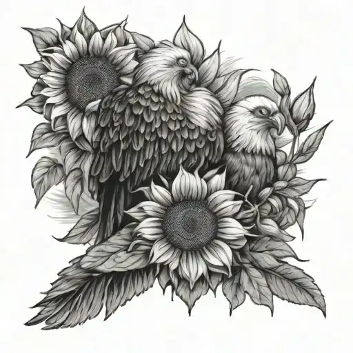Sunflowers And Eagle