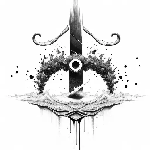 Thick Brush Line Strokes Crossed By Two Shorter Brush Lines Stokes