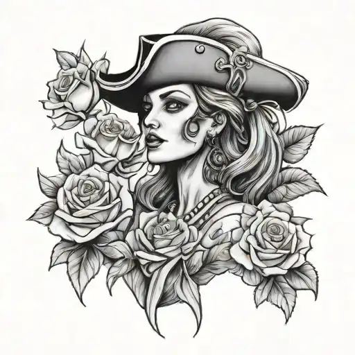 Pirate Woman With Roses