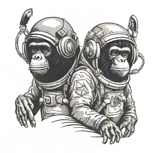 Two Apes Wearing Astronaut Suit