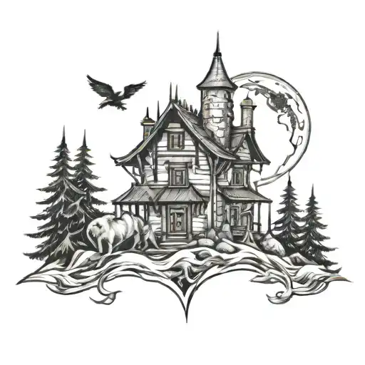 Crow Snake Wolf Lantern Castle