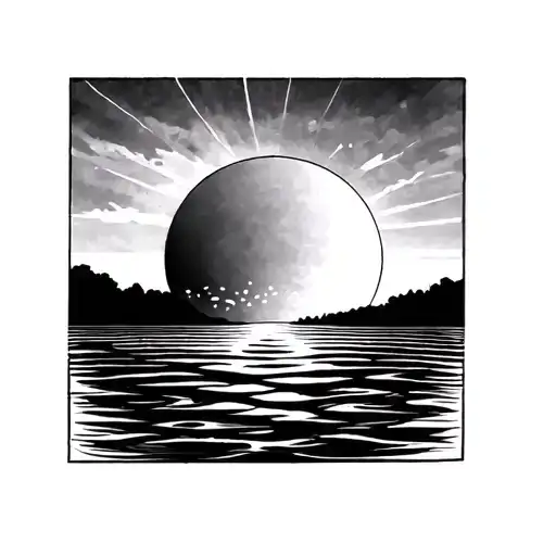 Rising Sun Over Water Ripple