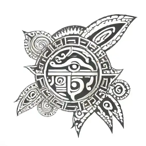 The Inca God Inti Symbol On A Tribal Pattern