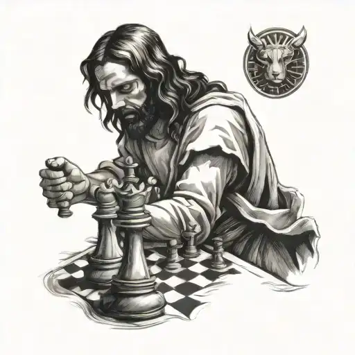 Jesus And Devil Playing Chess