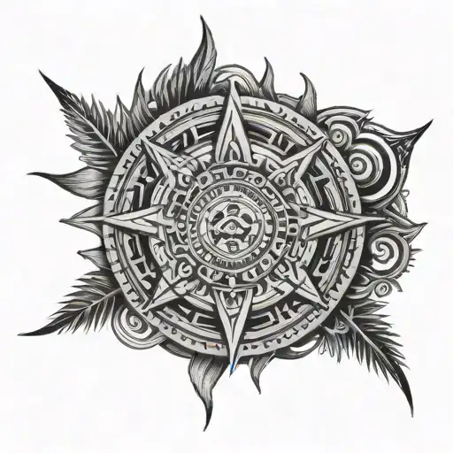 Thorn Circle With An Aztec Sun Inside