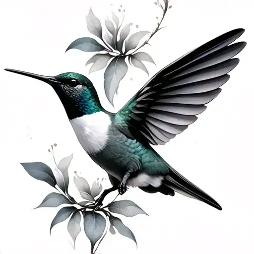 Minimalistic Side Profile Facing Hummingbird