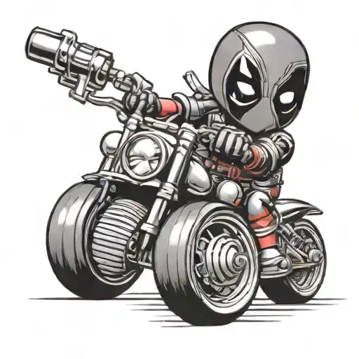 Baby Deadpool On Sport Motorbike Riding