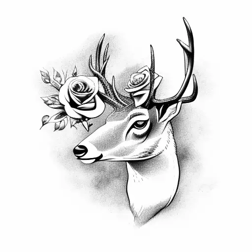 Deer With Roses Underneath