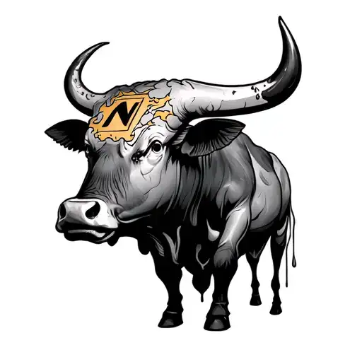 Before Bull With Letter N And Melted In The Shoulder Of The Bull