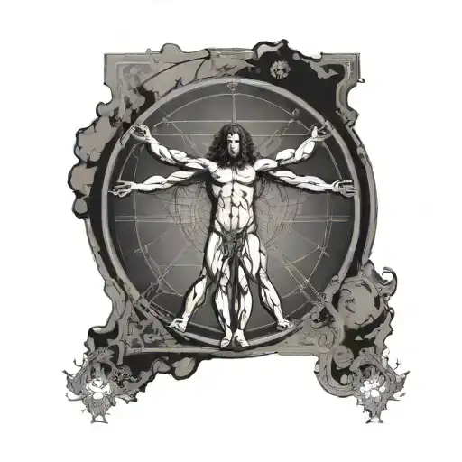 Vitruvian Man Dark Background