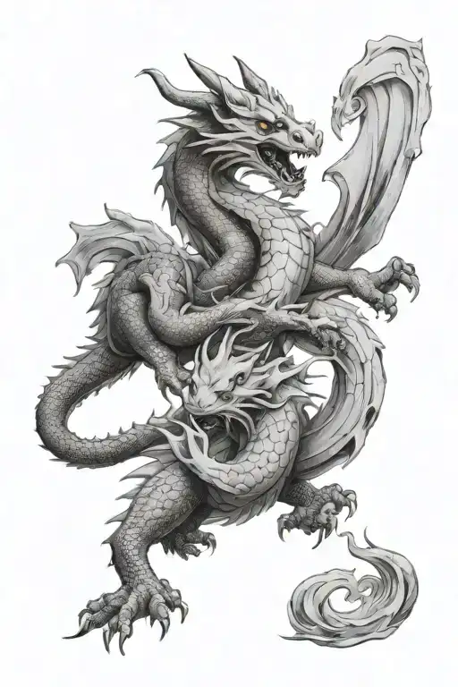 A Dragon And Kitsune Playing A Game Together