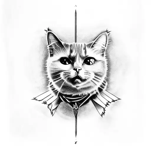 A Cat With Metallica-inspired Tattoos Playing A Guitar