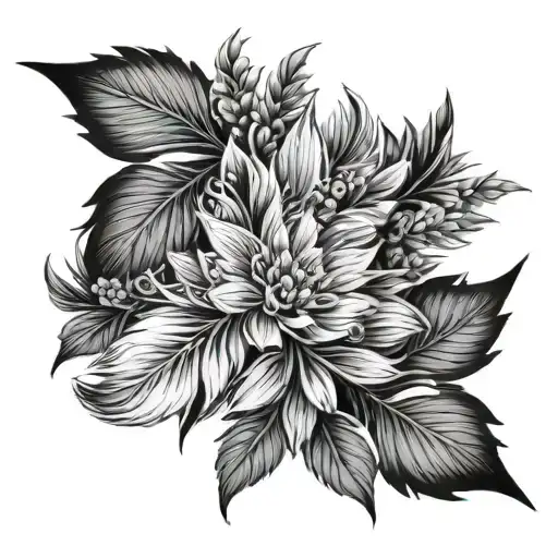 Feather Flower Fir Trees Water