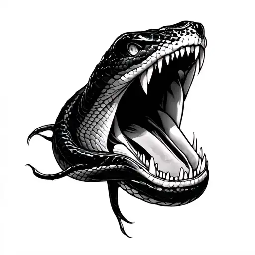 Snake Mouth Open And Going To Rose