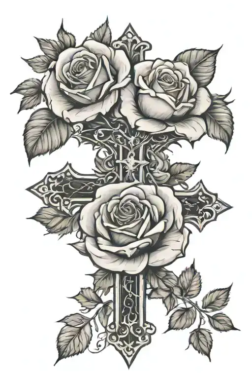 A 8 Rose Cluster With 2009 In The Middle And A Cross With A Cool Font