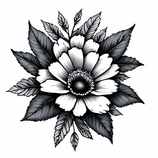 Fineline Tattoo With October November And December Birth Flower