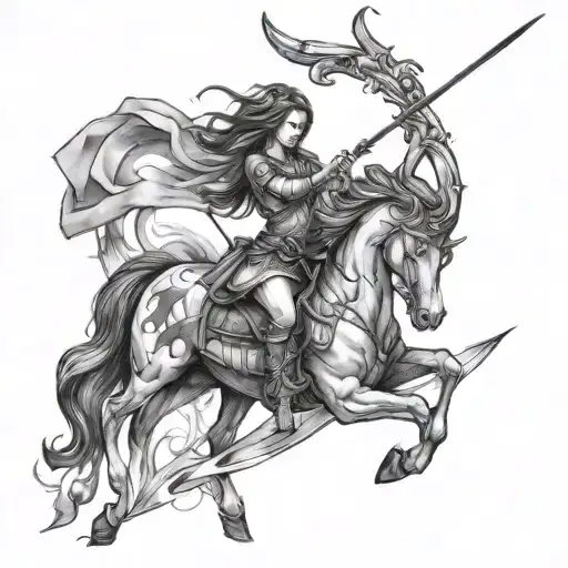 Sagittarius Girl Tattoo Sketch