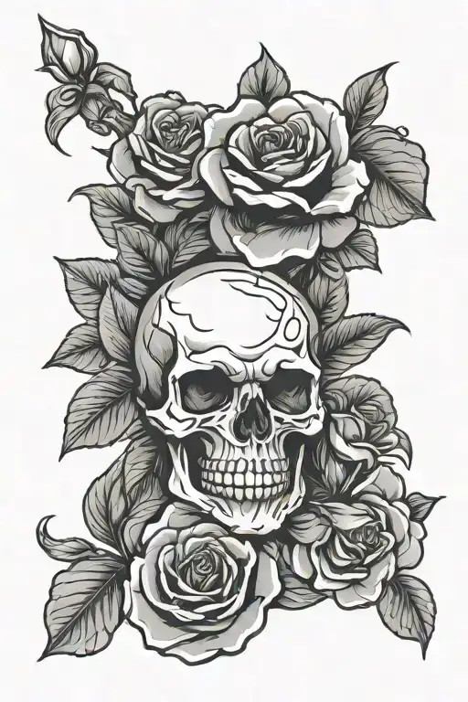 Skull Roses Punch Logo With Words
