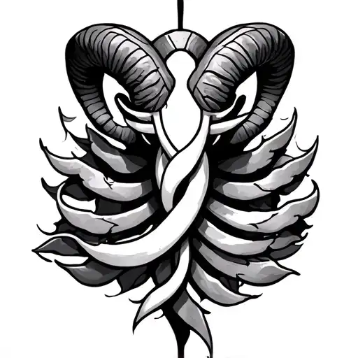 Aries Symbol Intertwined With Cancer Zodiac Symbol