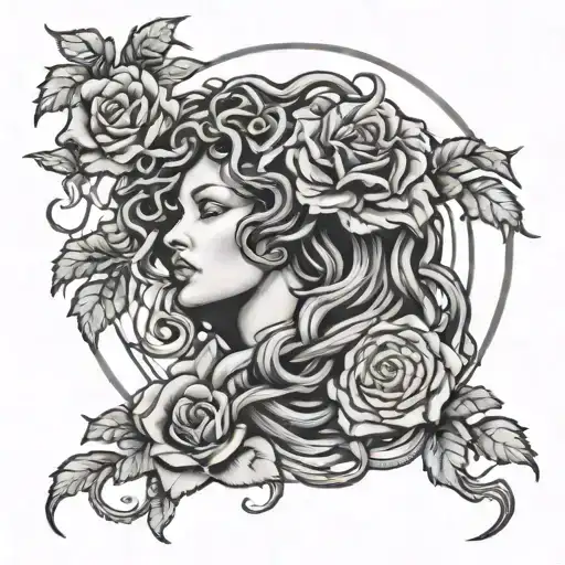 Medusa With Roses And Moon