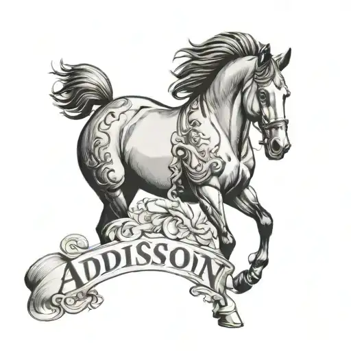 Name Addison With Horse Behind It