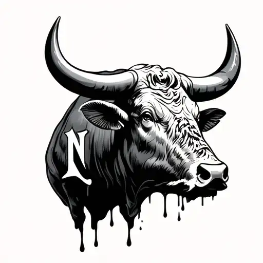 Tete Taureau With Letter N And Melted In The Shoulder Of The Bull