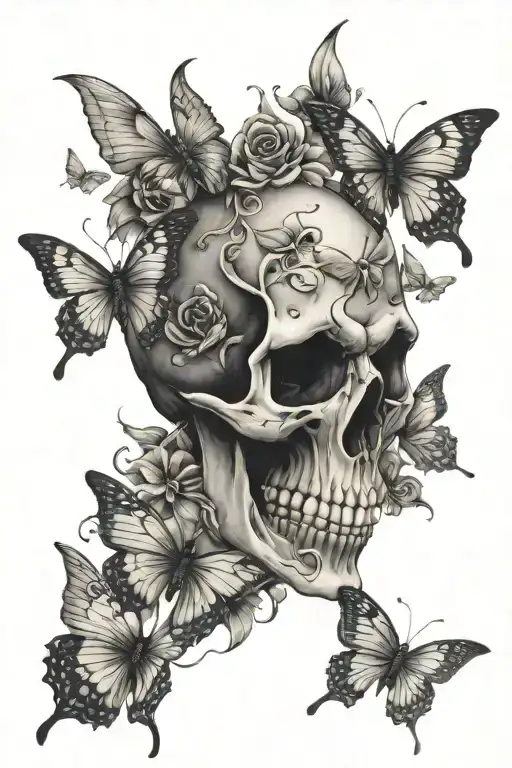 Demon Skull Butterflies Flying