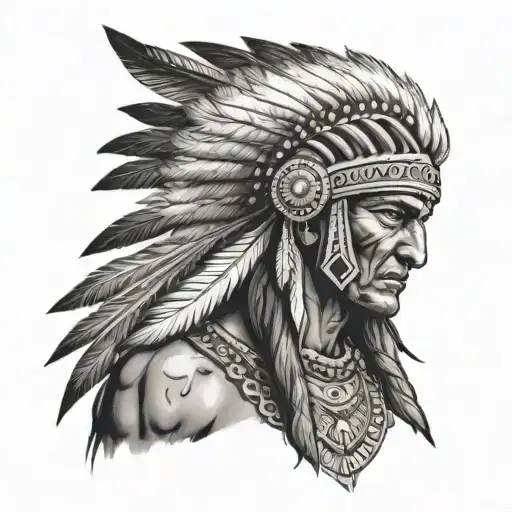 Indian Warrior With Headress