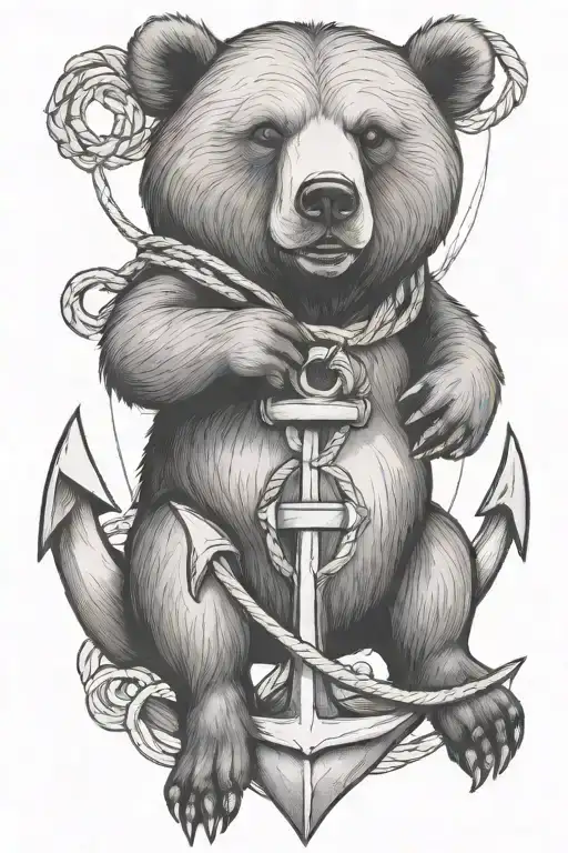 Bear Standing With A Anchor