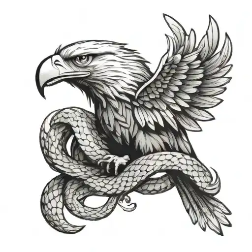 Eagle With Snake Wrapped Around It