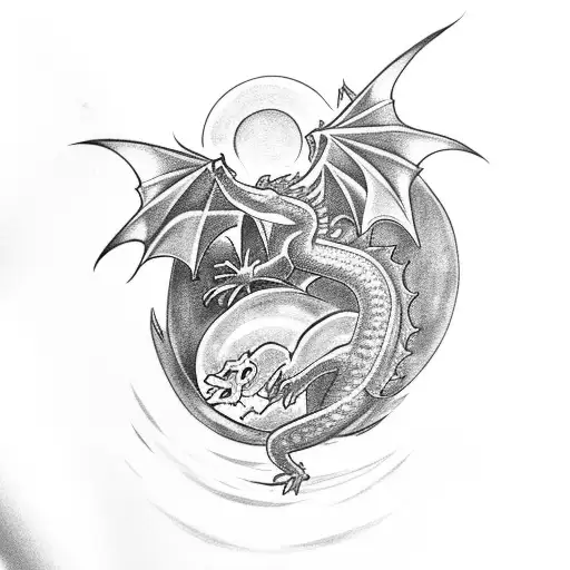 Baby Dragon With Sun