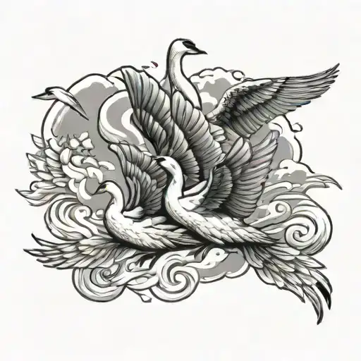 Swans Flying In Heaven