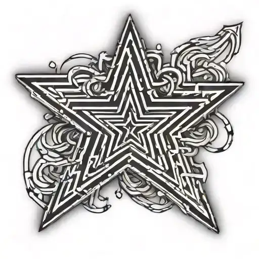 Neon Star Sign With Claw Marks Through It