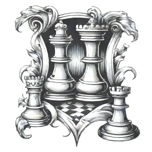 Chess Pieces In An Hourglass