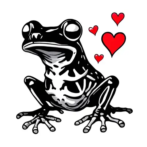 Skeleton Frog With Hearts