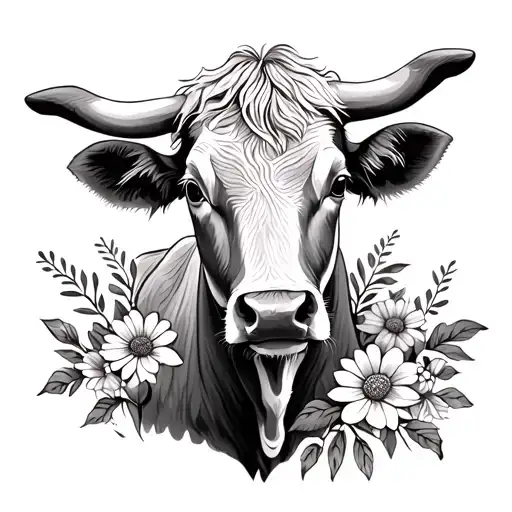 Cow And Calf With Flowers