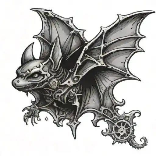 Sleeping Steampunk Bat Hanging Upside