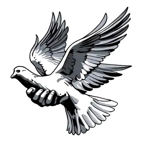 Dove With Praying Hands And Jesus